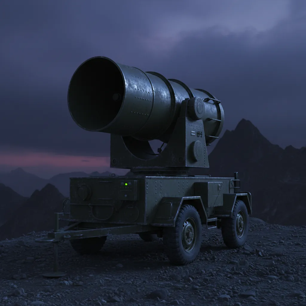 AN/MPQ-4 Counter Mortar (Basic Artillery Detection) — AN/MPQ-4 basic counter-mortar radar system. Broken Front Tier-1 Support / Sensors unit render.