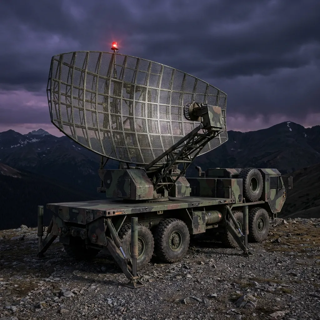 AN/FPS-20 Search Radar (Basic Early Warning) — AN/FPS-20 early warning search radar system. Broken Front Tier-1 Support / Sensors unit render.