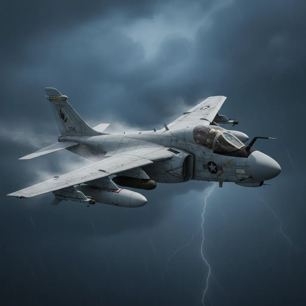 EA-6A Intruder (Basic EW) — EA-6A Intruder early electronic warfare aircraft. Broken Front Tier-1 Air (Fixed-Wing) unit render.