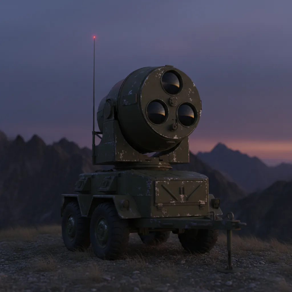 AN/MPQ-33 Nike Ajax (Basic Fire Control) — AN/MPQ-33 Nike Ajax fire control radar system. Broken Front Tier-1 Support / Sensors unit render.
