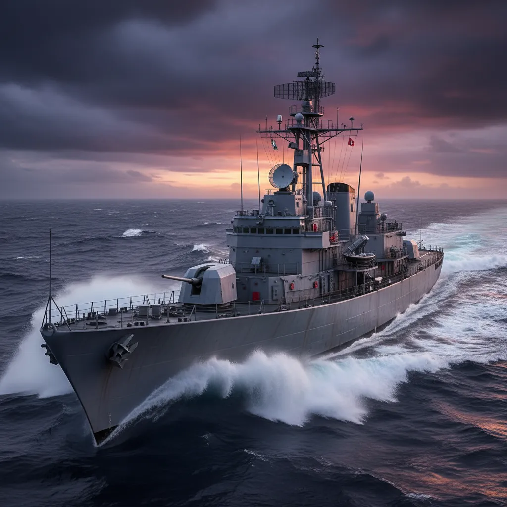 Knox Class (ASW Frigate) — Knox-class frigate - dedicated anti-submarine warfare vessel. Broken Front Tier-1 Naval (Surface) unit render.