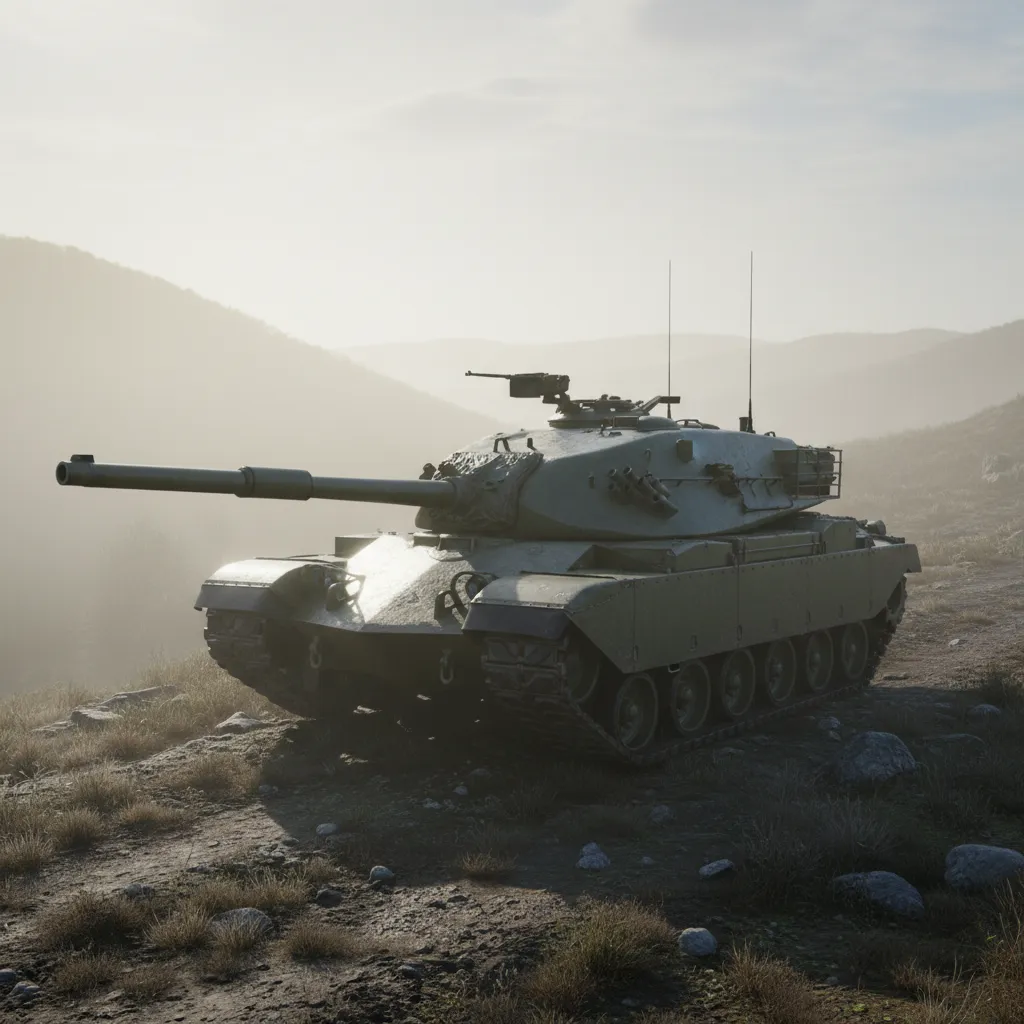 M60 Patton (Cold War MBT) — M60 Patton main battle tank, reliable Cold War workhorse. Broken Front Tier-1 Armor unit render.