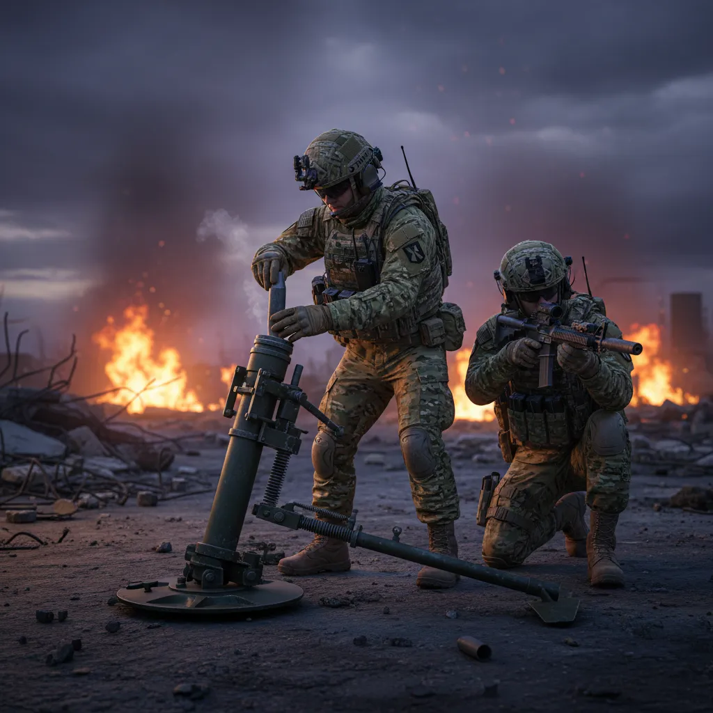 M29 Mortar Team (Cold War Mortar Crew) — Basic 81mm mortar team with M29 mortar system. Broken Front Tier-1 Infantry unit render.