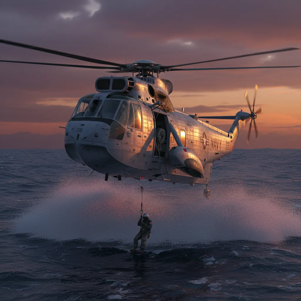 SH-3 Sea King (Basic Naval) — SH-3 Sea King basic naval helicopter for maritime operations. Broken Front Tier-1 Air (Rotary) unit render.