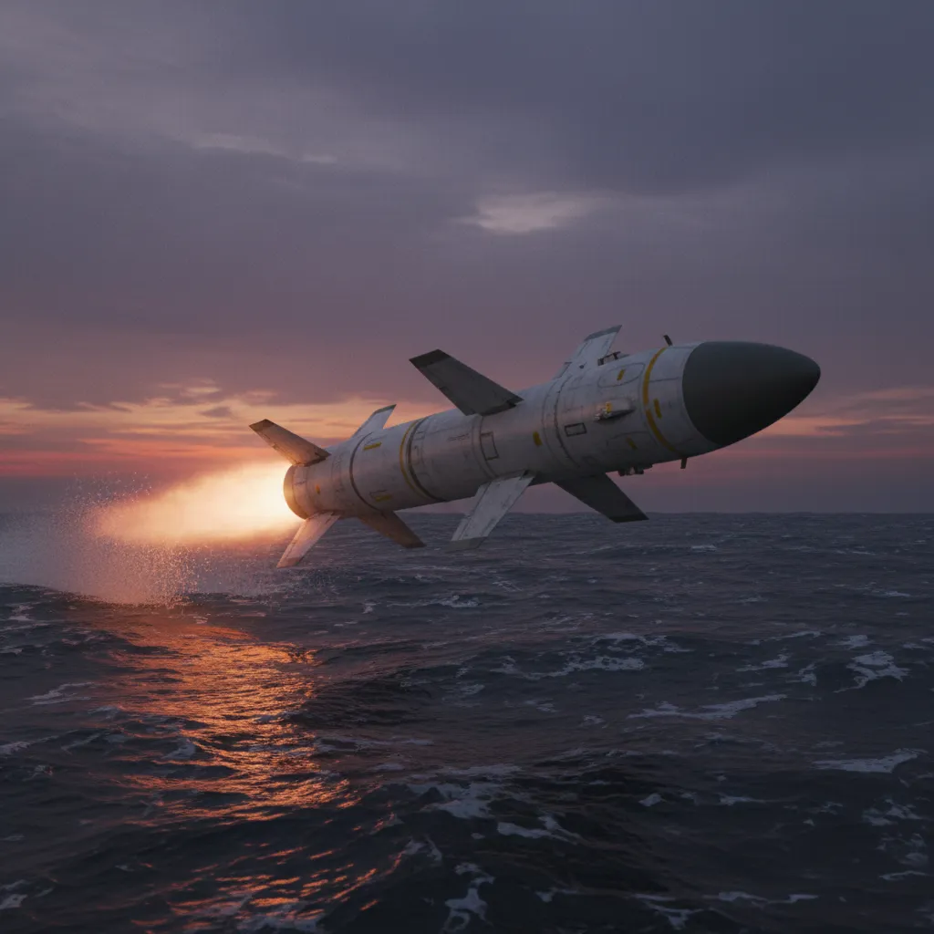 AGM-84 Harpoon (Early Anti-Ship Missile) — AGM-84 Harpoon early radar-guided anti-ship missile. Broken Front Tier-1 Missiles / Ordnance unit render.