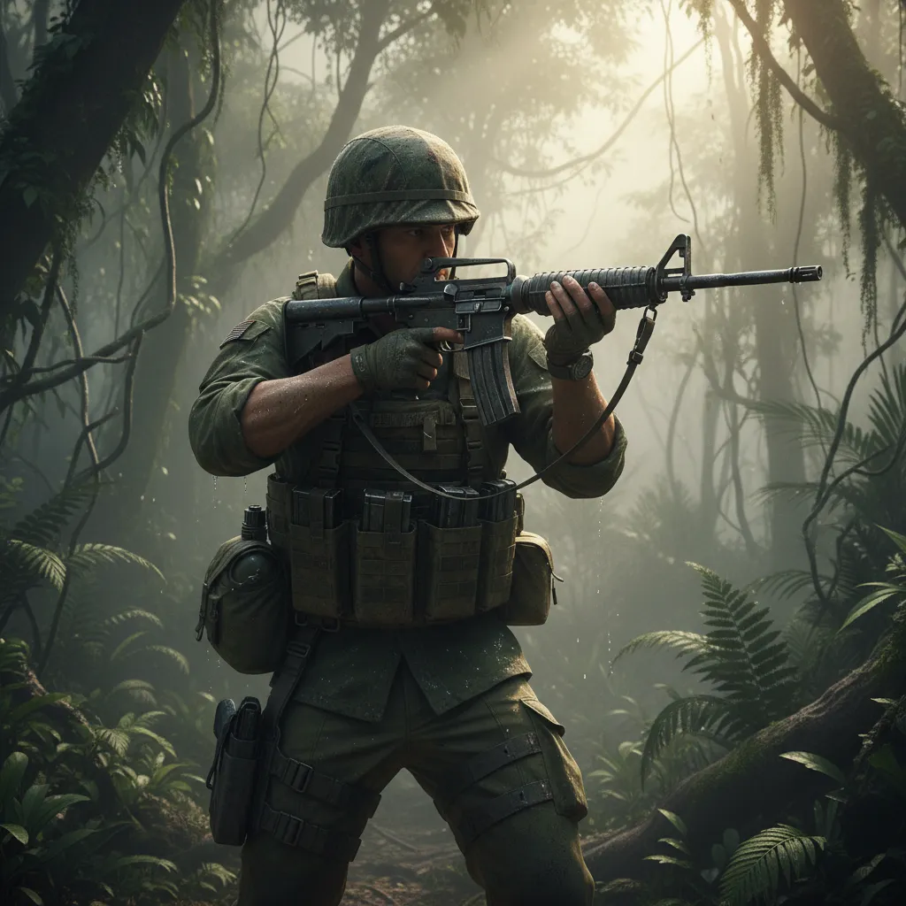 M16A1 Rifleman (Vietnam Era) — Basic infantry rifleman with M16A1. Broken Front Tier-1 Infantry unit render.